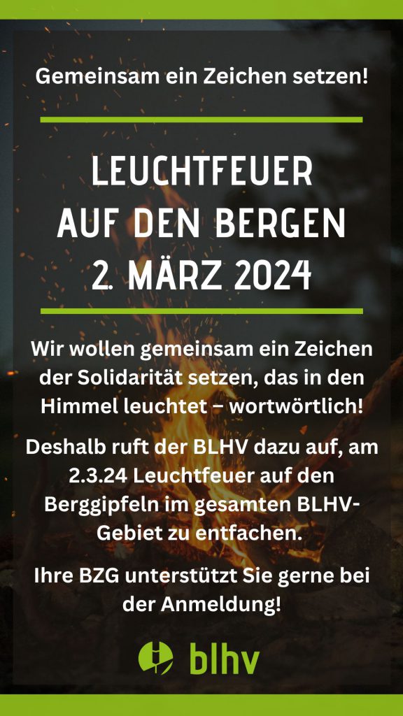 Schon mal den Termin vormerken: Am 2. März wollen wir im gesamten BLHV Gebiet ein Zeichen setzen. Wer Hilfe bei der Anmeldung benötigt kann sich bei seiner Bezirksgeschäftsstelle melden.